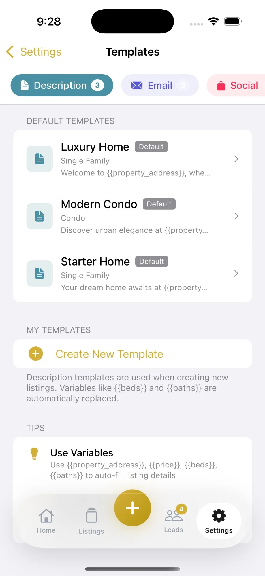 Description Templates